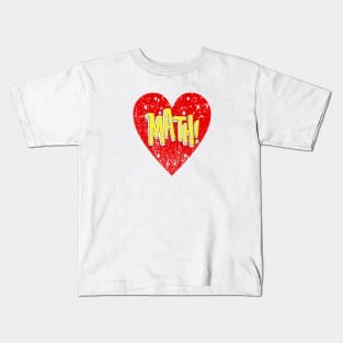 Distressed Heart Math Nerd Design Kids T-Shirt